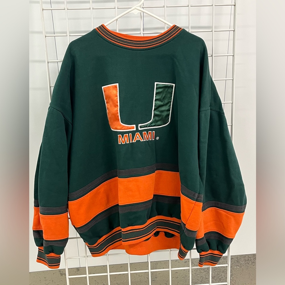 Miami Hurricanes vtg Green and Orange Sweatshirt